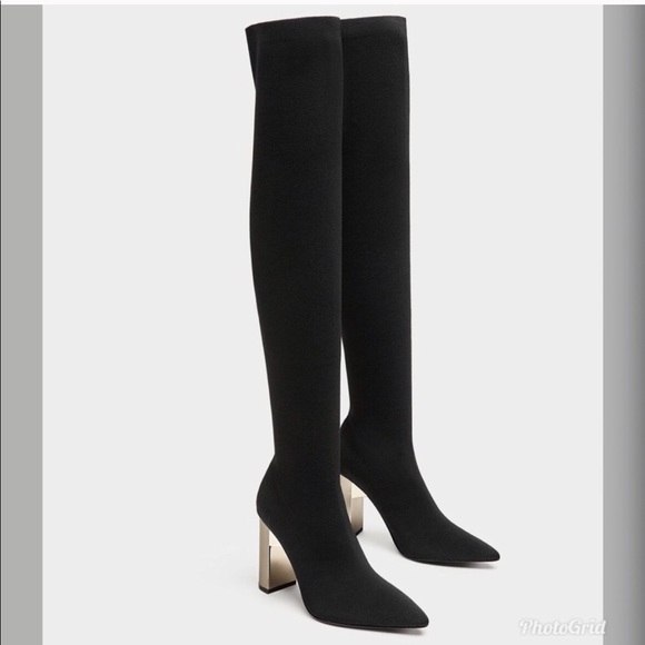 thigh high leather boots zara